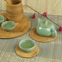 KENS rattan straw coaster tea pot mat heat insulation Mat Hand woven autumn vine coaster insulation mat tea mat