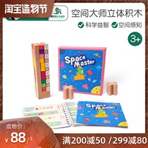 Green Dragon Island Space Master Childrens Tetris building toy puzzle three-dimensional building blocks wood 3 + years old
