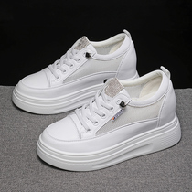 Increased thick soles small white shoes in summer 2021 new breathable mesh mesh leather leather female shoes