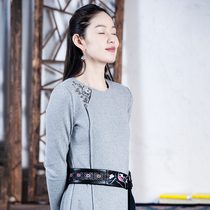 Orchid (Vine grass incense) three-color knitted cotton hand embroidered long cheongsam base shirt