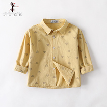Kung fu Ant-Japanese boy long sleeve shirt small and medium children loose and thin blouses blouses baby inch shirt 4017