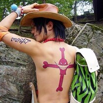 One Piece Porter Cass D ace White Beard cosplay Full Back Arm Anime Tattoo