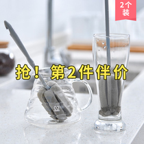 (Two packs)Cup brush Sponge brush Glass bottle brush Cleaning brush set Long handle bottle brush cup artifact