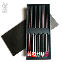 Solid wood chopsticks Home No Paint No Wax Wooden Chopsticks Hotel Gift Box Day Style Cuisine Tableware 5 Double Family Suit