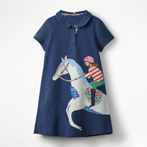 Korean childrens clothing 2021 summer cotton girl dress short sleeve pony embroidered foreign style lapel A POLO skirt