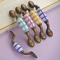 Non-fading cute painted ceramic handle Mediterranean cabinet wardrobe American simple cabinet door door handle