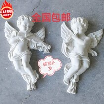 French European-style relief three-dimensional wall decoration painting a pair of Cupid violins and flute angels