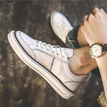 Man Tide Card Men Shoes 2021 Summer New Leather Small White Shoes Han Edition 100 Hitch Base Board Shoes Breathable Casual Single Shoes
