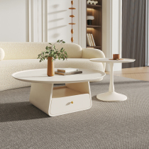 Cream wind round coffee table living room home simple modern table high-end artistic light luxury slate net red tea table