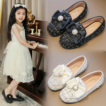 British next sara girl bow princess shoes 2021 new round head girl shoes Childrens single shoes