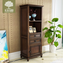 Long Wood Garden American solid wood high cabinet display cabinet display cabinet single door bookcase living room combination audio-visual cabinet