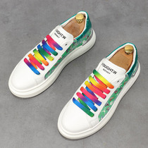 European station 2021 spring and autumn new mens inner heightened thick-soled sports shoes youth trend board shoes printed casual shoes