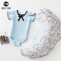 Childrens dance suit Tutu Girls summer practice suit Girls Chinese dance dance skirt two-piece long sleeve