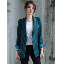 Striped small blazer women Spring model 2021 New loose casual large size long black suit top