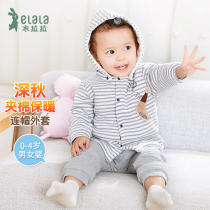 Lala autumn and winter baby hooded cotton clip baby coat 0-1 year-old boy girl warm coat single foreign gas