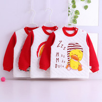 Childrens thermal underwear top Summer and spring baby padded autumn clothes Pure cotton baby long-sleeved single dress 0-3 years old