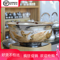 Hand-made one piece of sterling silver 999 Jiulong tea wash silver pot large water silver tea wash basin kung fu tea set