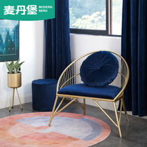 Single sofa chair Nordic net red pins ins light lavish modern minimalist pink velvet fabric Balcony Casual Little Sofa