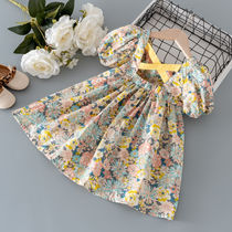 Child Shattering Dresses Dresses Princess Dresses Girl 3 Bubbles Short Sleeves Dress Baby 2022 Summer Dress New Tide 4