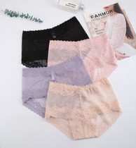 Underpants female lace No marks in waist fire Sexy Seductive Transparent Mesh Yarn Wrap Hip Large Code Girl Breathable Triangle Pants