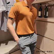 Fugui Bird Summer Lapel Short Sleeve Knitted T-shirt Men 2021 New Korean Casual Joker Men Polo Shirt