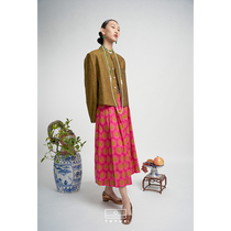 TUYUE coated moon designer sun flax mid waist 100 pleats matt in new Chinese splicing large swing half body dress summer