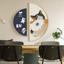 Nordic style porch decorative painting Japanese style and style simple restaurant wall hanging painting dining hall mural painting dining side cabinet cat
