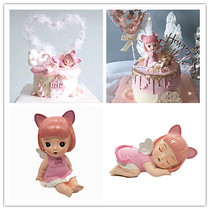 Dream angel Aisha and Keller ins wind pink baking cake decoration devil angel birthday cake decoration
