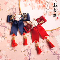 Ancient Hanfu headdress Han element crane print bow hair ornament Japanese style fox tassel hairpin