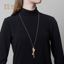 Love tile life 2 pieces 75 fold Israel Contour simple personality sweater chain gold-plated sterling silver handmade necklace