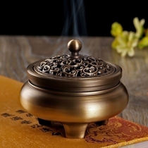 Yuantong Buddha with pure copper incense burner antique sandalwood pan incense burner incense Cutta three-legged net stove