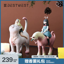 Nocturnal unicorn ornaments White Night fairy tale Jia Xiaoou General Cat art Best friend girlfriend birthday gift ideas