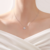 Sterling silver Lucky Four Leaf Clover element necklace female choker ins cold wind temperament Korean version of simple niche design