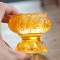 Lotus candle holder Shu glazed lamp holder multifunction for cup water purifying cup Buddha front swing piece Home candle liquid ghee