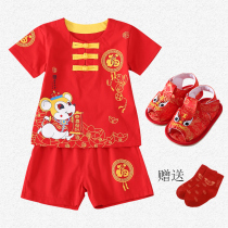 Full Week Old Baby Clothes Boy Summer Clothes Arrest Week 100 days Baby China Wind Down Slim Fit Summer Suit