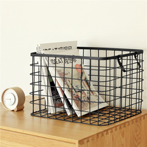 Nordic style white Wrought iron storage basket rectangular snack bedroom dirty clothes Children baby toy storage basket