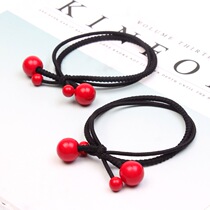 New Korean hair accessories fashion size red bead head rope adult cute rubber band headgear Hairband double circle handmade