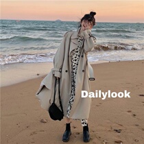 Autumn and two single-piece sets of new medium length models slim fit slim fit large coat small sub long sleeve windsuit jacket womens clothing