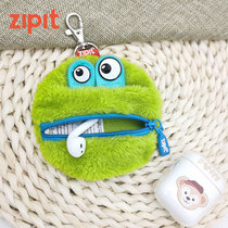 ZIPIT Plush Zero Wallet Students Zipped Wallet Mini Creative Coin Bag Green Hairy Ball Freaks Children Big Mouth Freaks Key Bag Accessories Bag AirPodsPro Creative Bag Hanging Accessories