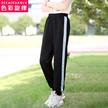 Middle school student drawstring pants girl sports pants elastic waist 2021 early autumn new style Wei pants casual pants female college style