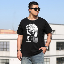 (CARE - code - pick - up Returnable) Pure cotton short - sleeved men t - shirt loose and large - size shirt fat - weight man to weigh