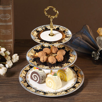 Muse European bone china fruit plate creative modern living room snack dried fruit plate afternoon tea three layer dessert cake plate