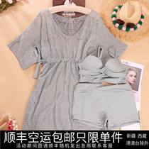 Swimsuit woman three pieces of large size obese fat mm loose conservative pants hot spring skirt small chest gathered bikini