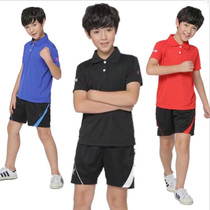 Childrens table tennis suit short sleeve set summer New lapel quick-dry mens and womens competition sports jersey training suit group purchase