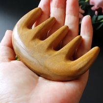 Natural green sandalwood comb width tooth massage comb small portable head comb hair hair hair loss hair protection