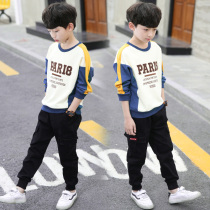 Boys spring and autumn T-shirt boys 2021 new boys autumn base shirt Korean version of the childrens sweater in the big childrens tide