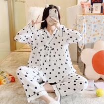 Summer moon clothes postpartum thin model July cotton gauze nursing pregnant womens pajamas spring and autumn loose maternal home