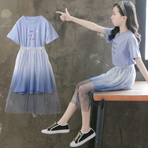 Korean girl dress summer dress 2021 new childrens dress foreign style dress summer skirt big child princess dress