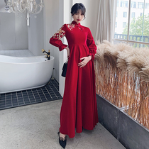 Large size velvet toast fat mm bride 2021 New Home clothing pregnant woman high waist belly dress summer Women