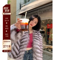 CC fur Chiyuzi winter new imported silver fox belly hair fox fur fur fur coat women